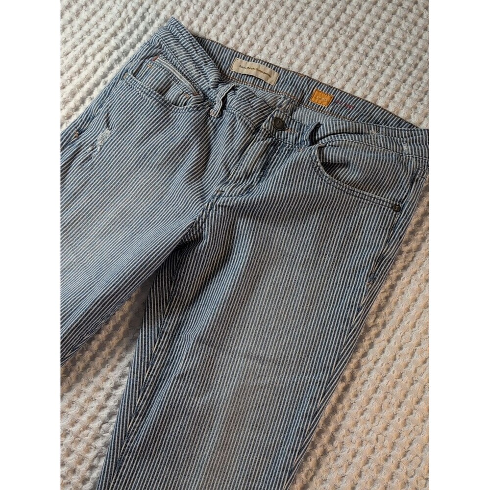 Pilcro and the Letterpress Fit/Stet Blue White Pinstripe Straight Jeans Size 30
